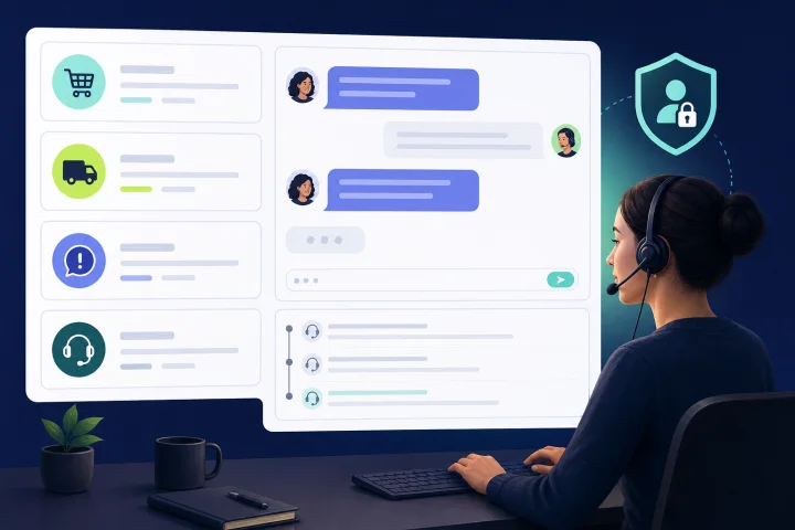 Support operator using a clear case-reference policy in a shared customer conversation inbox