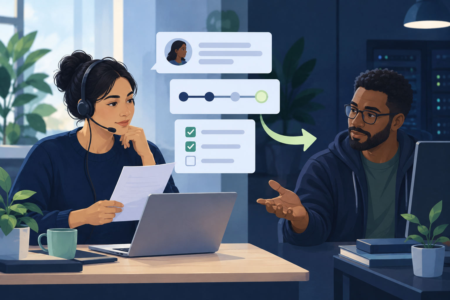 Un agent du support consigne un problème intermittent signalé par un client et prépare une transmission claire à l’équipe technique