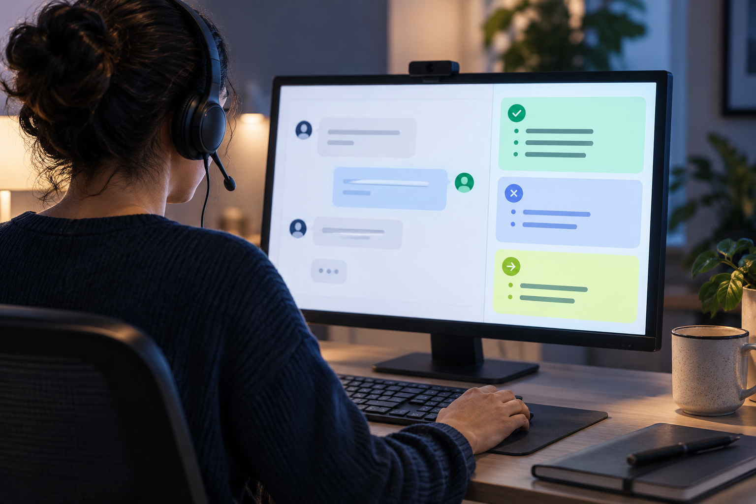 Un operatore dell’assistenza spiega al cliente le informazioni confermate e il prossimo passo