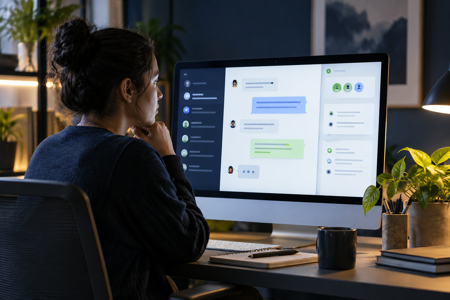 Support operator checking a message audience before sending a reply in a shared inbox