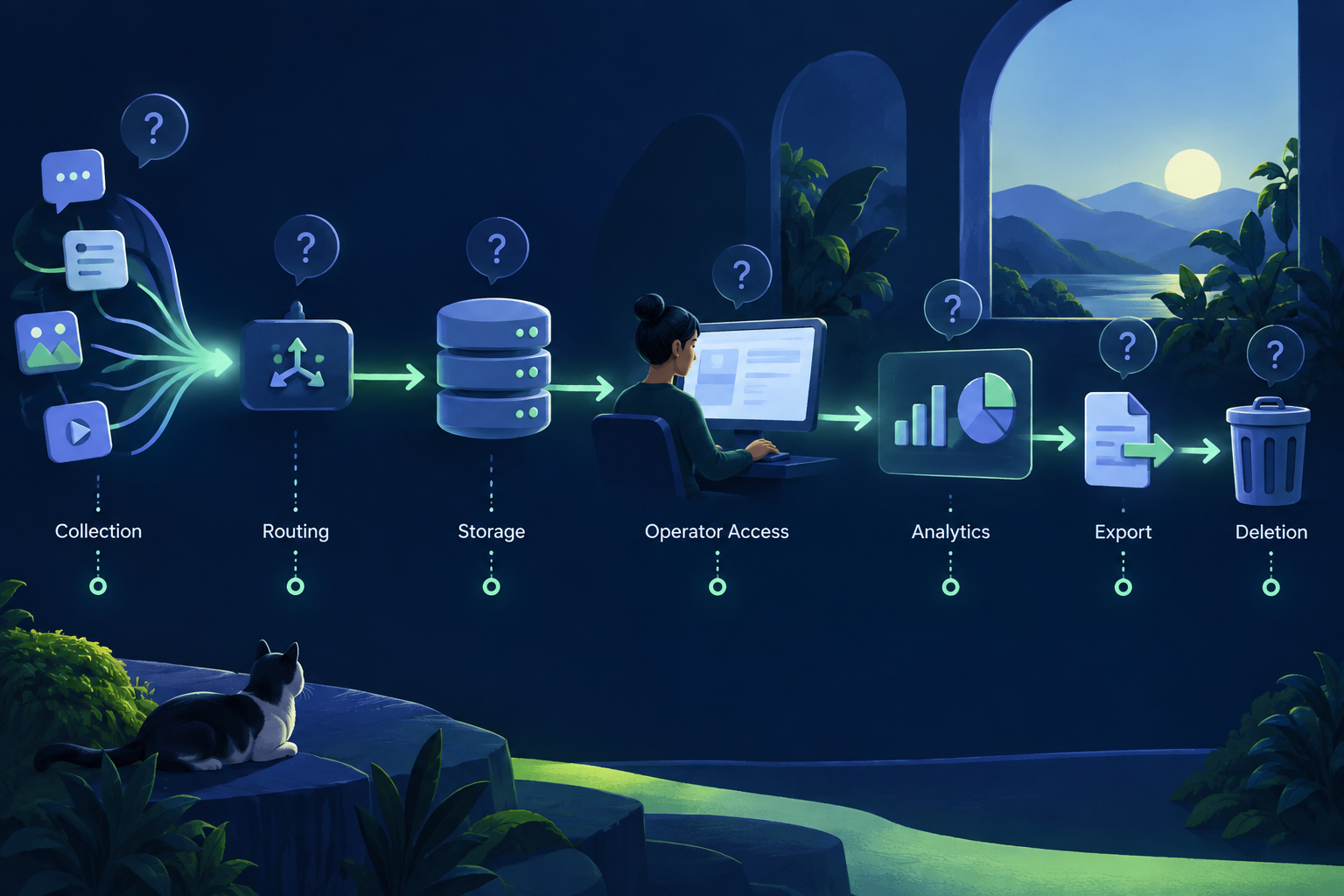 Trace the flow from collection to its destination